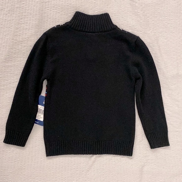 Izod Boys Sweater XS 4/5 Black 1/4 Zip Mock Neck Reindeer Fair Isle - Picture 3 of 11